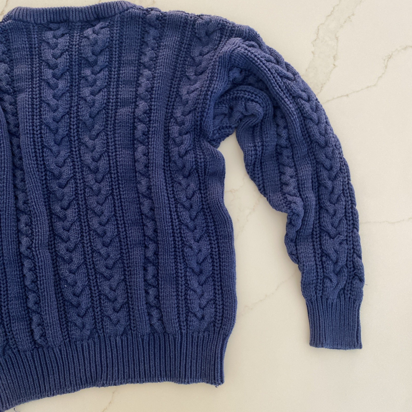Vintage 90’s Embassy Row Large Navy Blue Cable Knit Sweater Cotton Made In DR