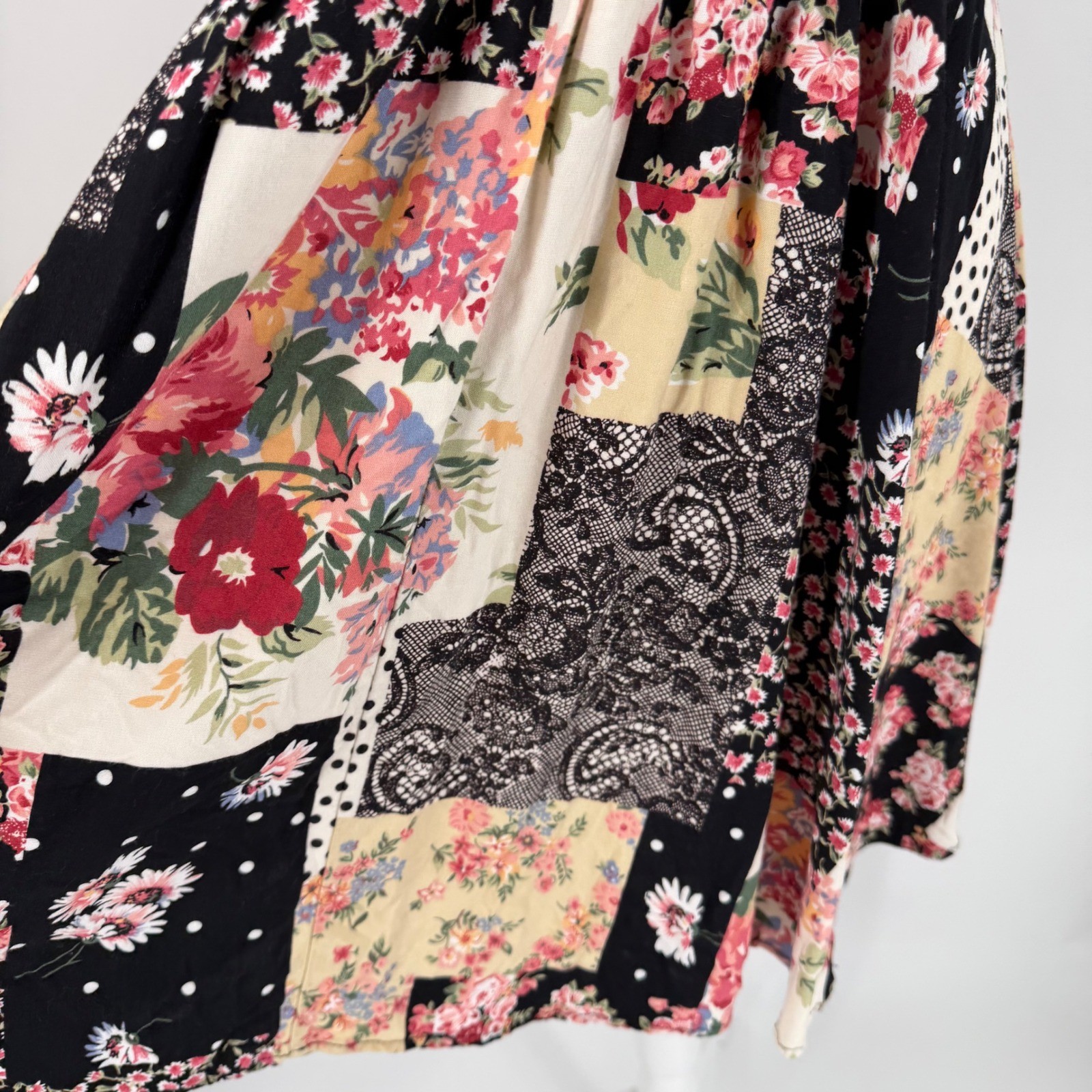 Vintage Jody California Patchwork Floral Dress 11 Medium USA Made Boho Prairie