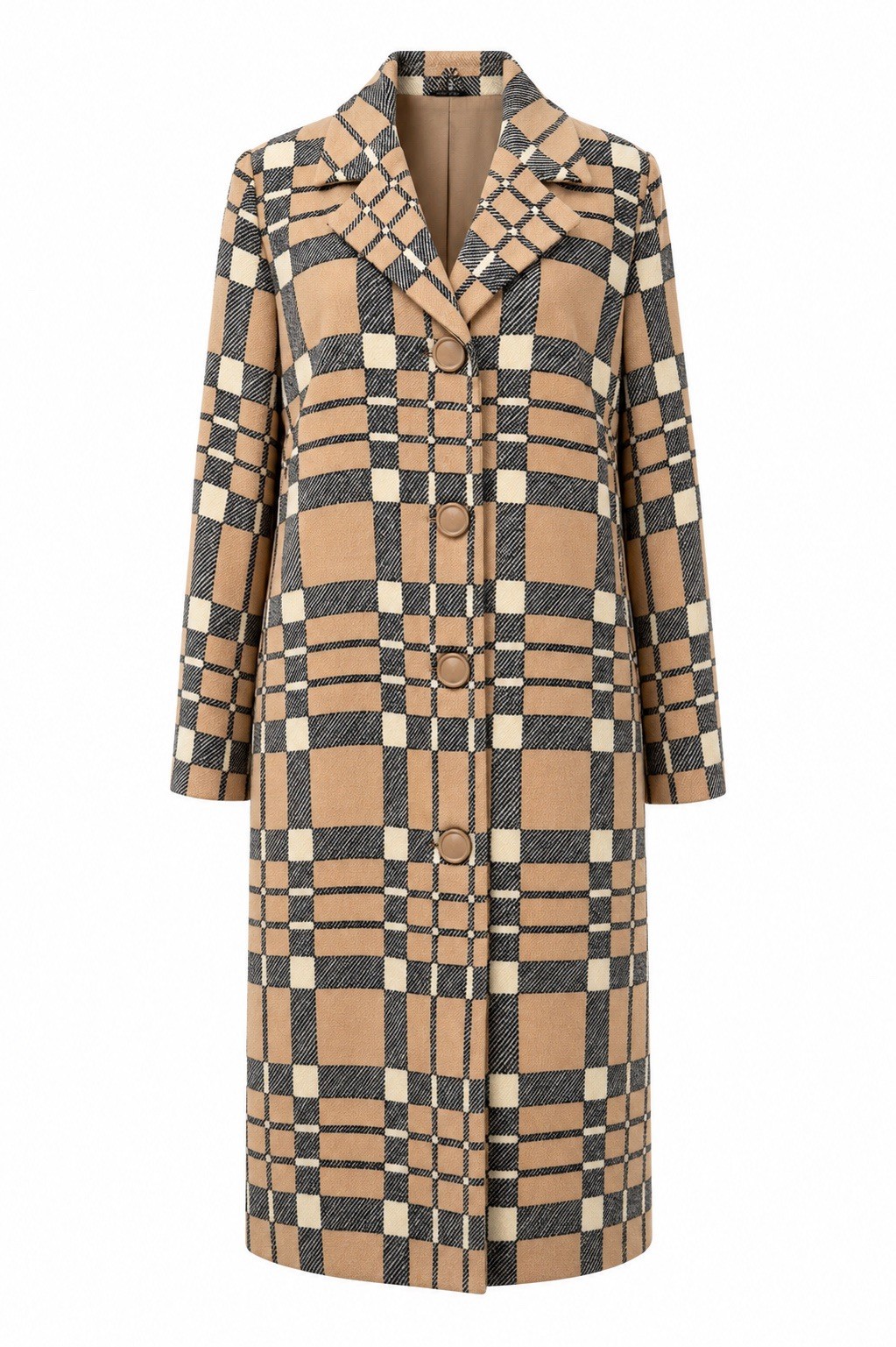 Vintage 1960’s Women’s FABIOLA David Barr Beige Plaid Coat XL Lightweight