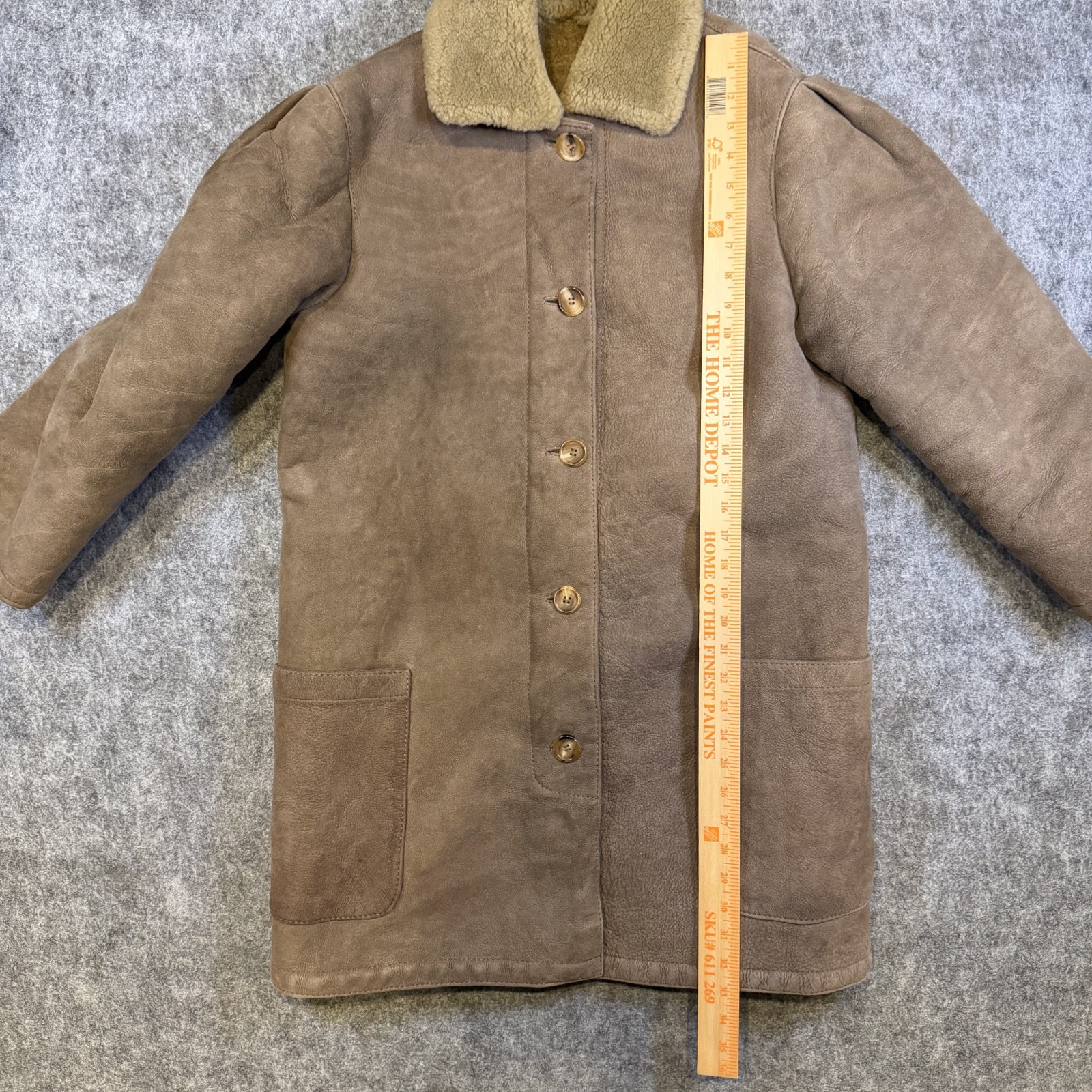 Vintage Sawyer Of Napa Abercrombie Lambskin Shearling Wool Lined Coat 12