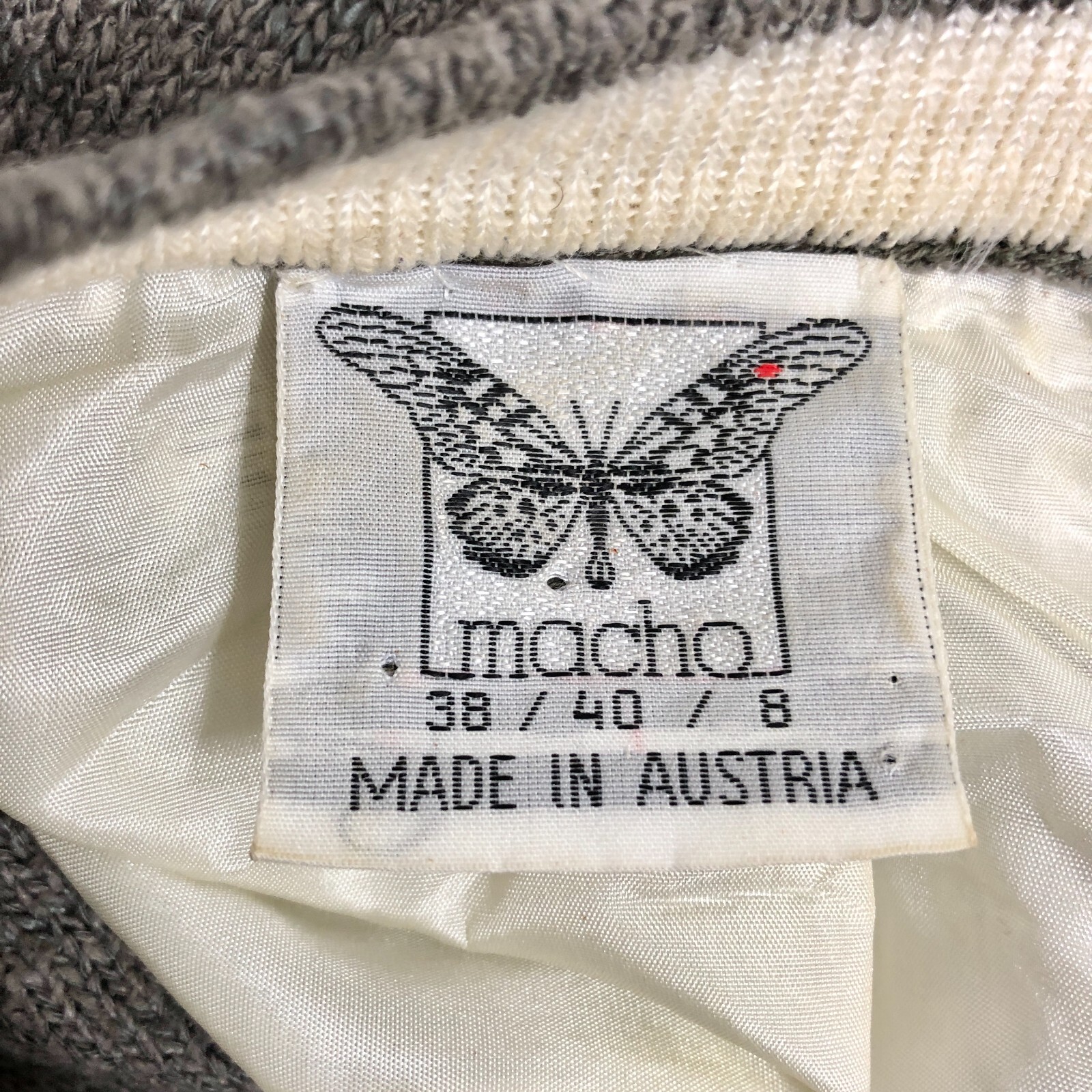 Vintage Austria Skirt Suit Cardigan Womens 8 Gray Cotton Silk Tailored Knit