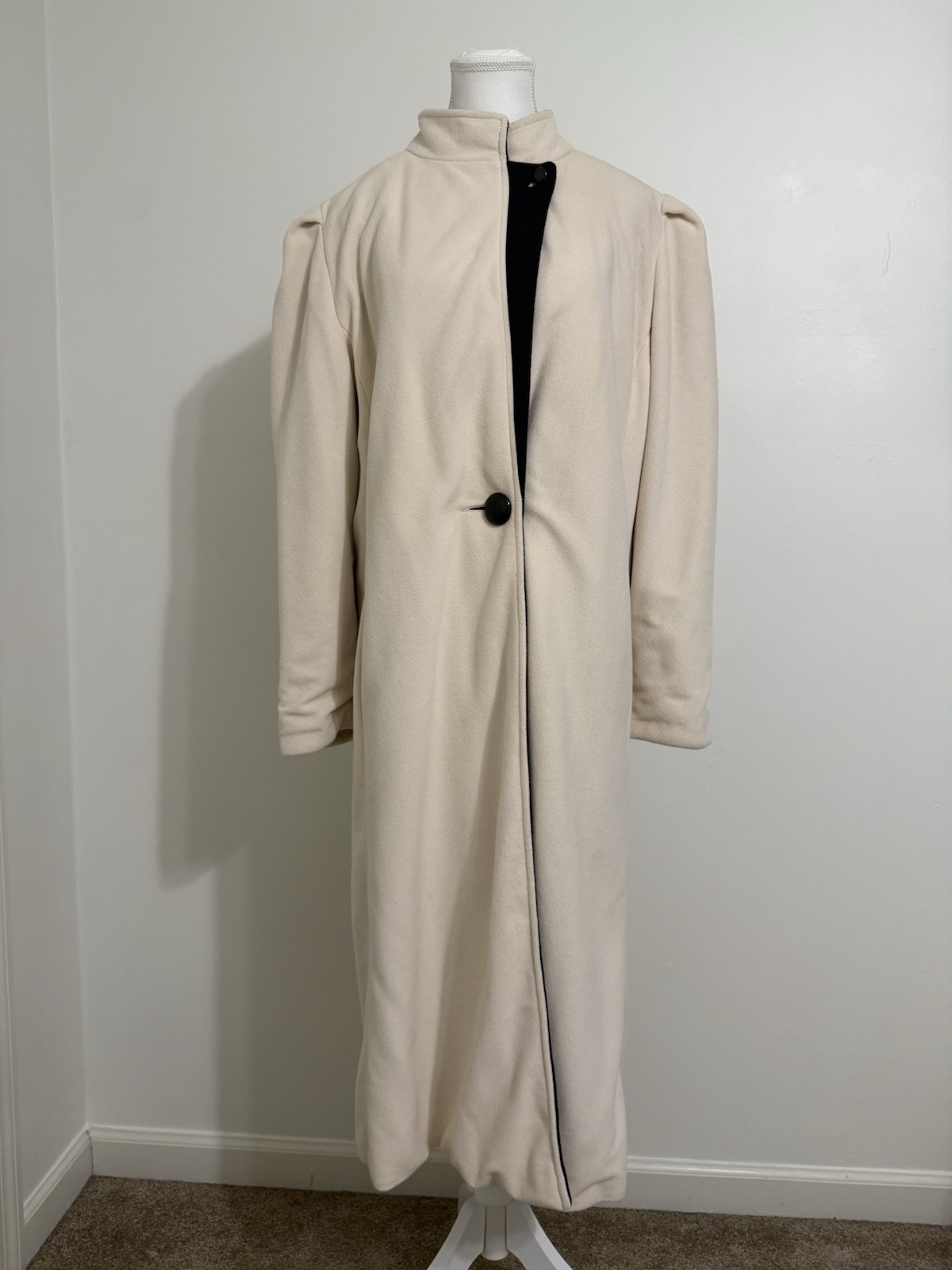 Vintage Kashmiracle Long Cream Trench Coat Wellington Fashions USA Size M Fall