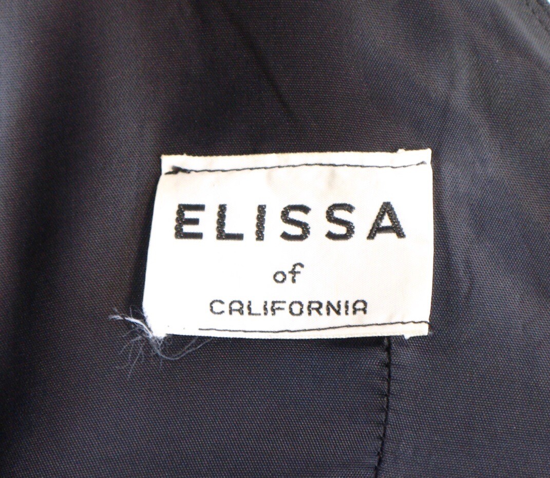 Vtg Elissa of California Dress, Boat Neck, Beaded, Black, Altered, Needs Repair