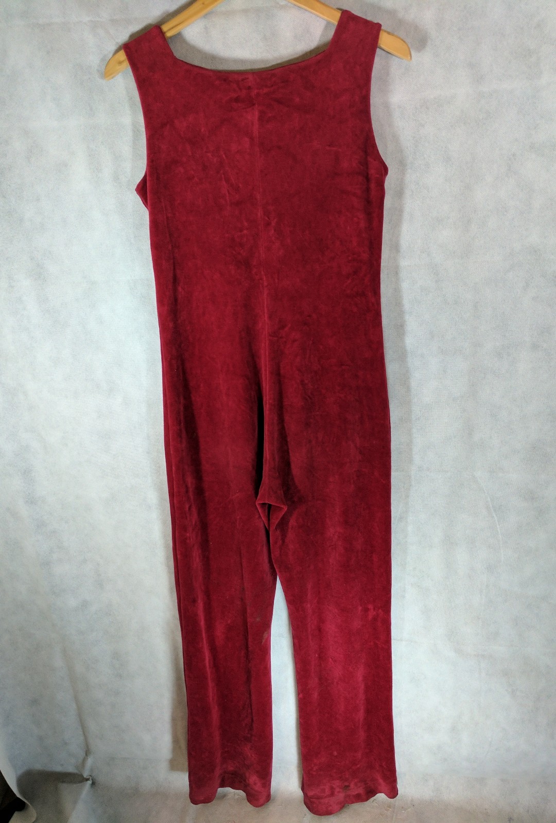 agnes b Vintage Velvet Red Wine Jumpsuit