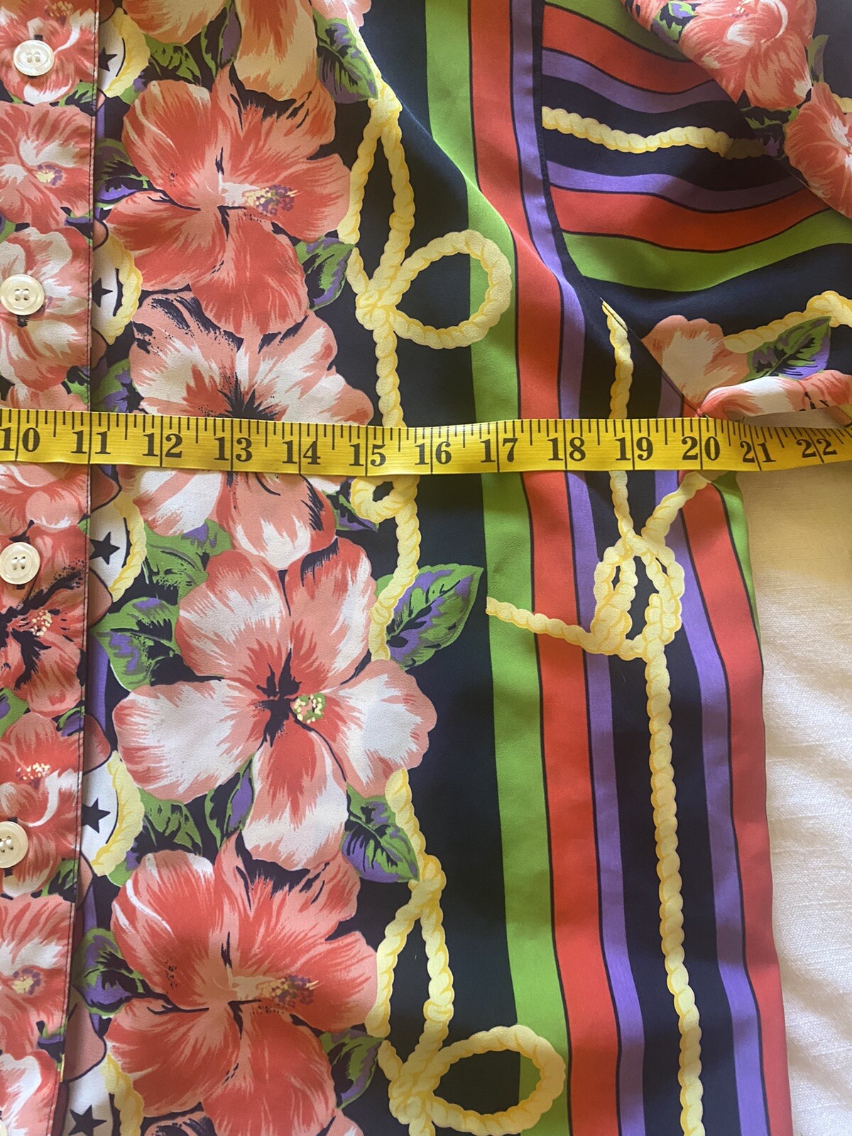 VTG Avant Garde 80s Preppy Old Money floral star novelty print blouse S/M