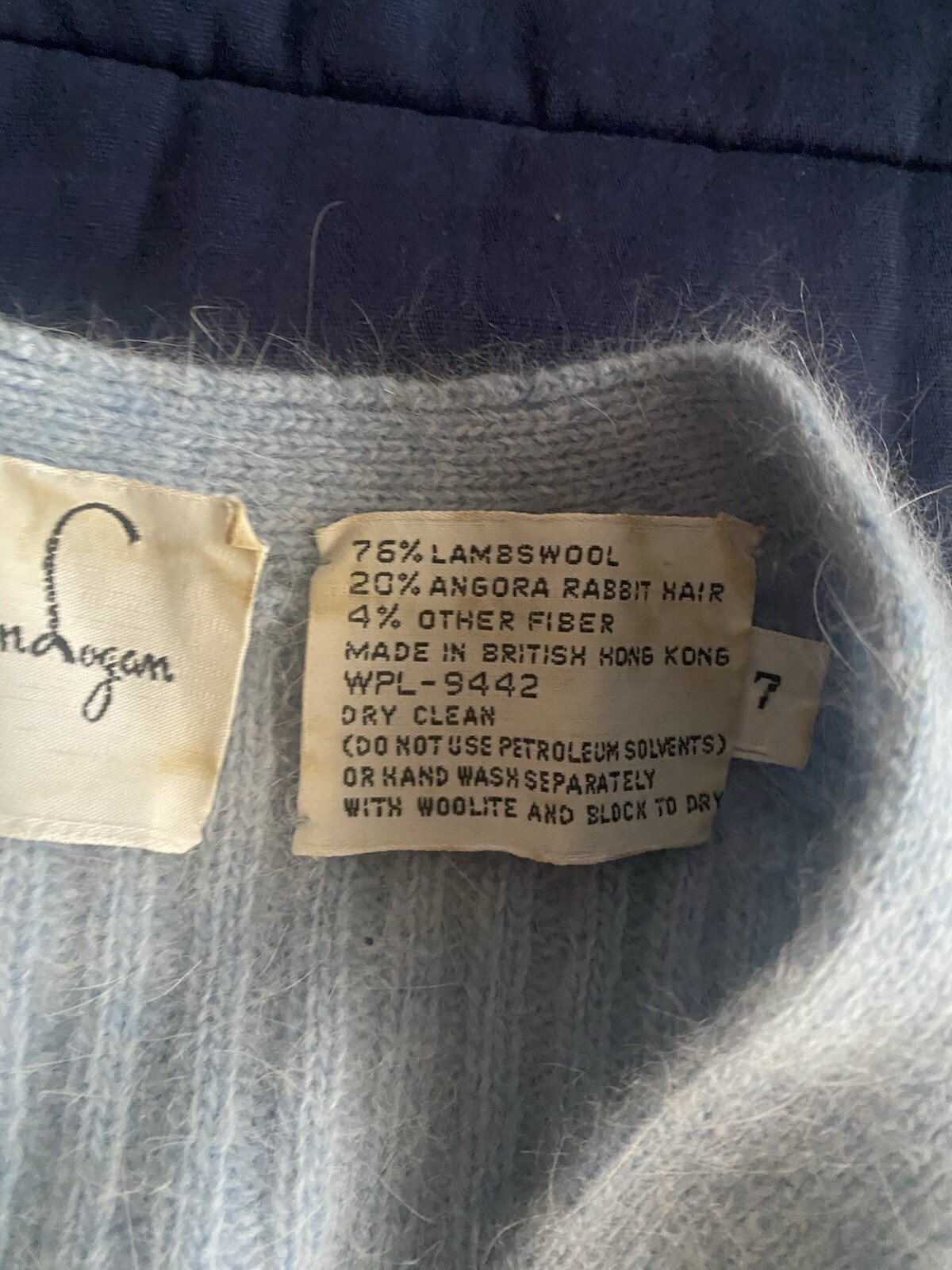Vintage Jonathan Logan Sweater Women Sz 7 S Light Blue Short Sleeve Wool Angora