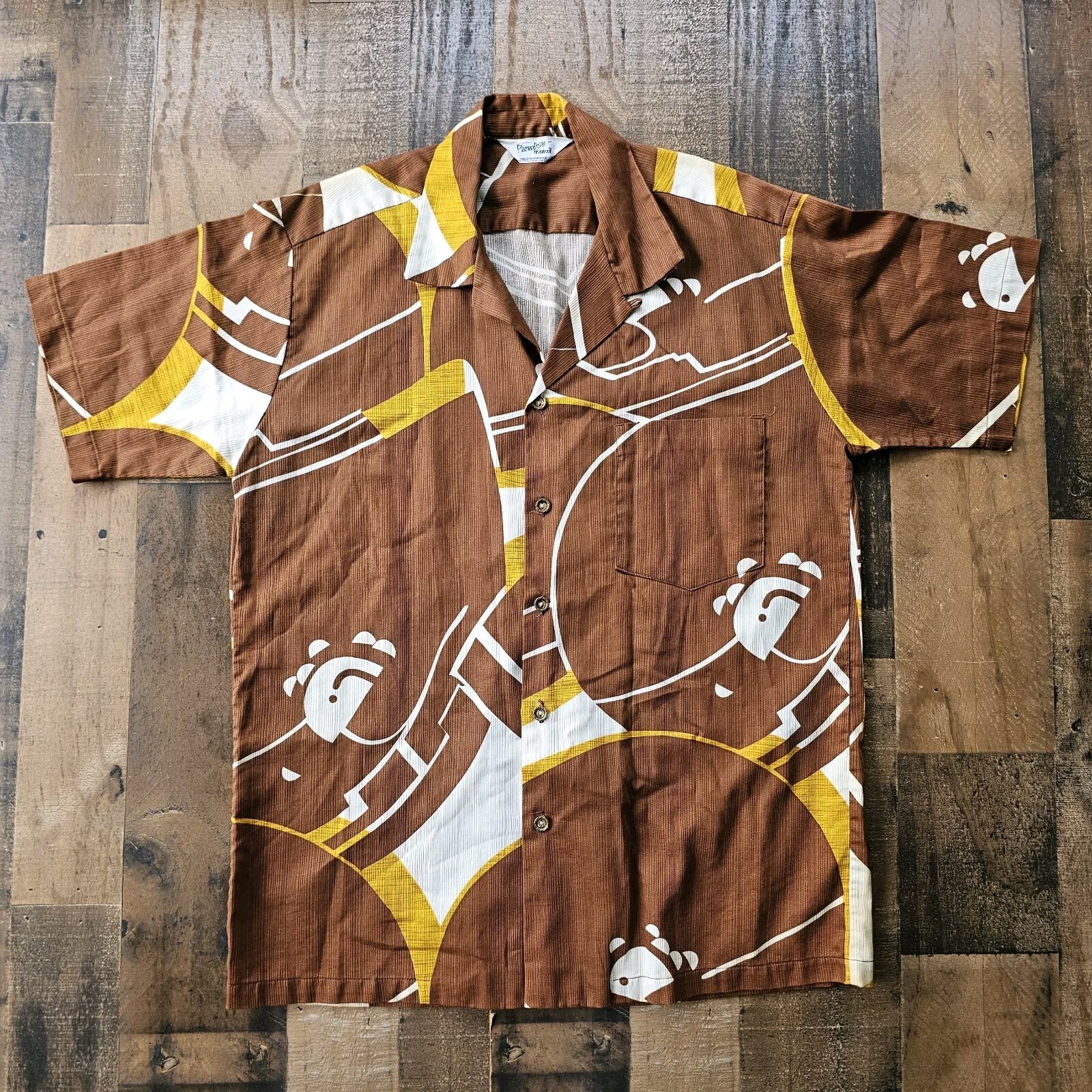 Vintage 60’s Paradise Hawaii Made In Honolulu Loop Collar Camp Shirt Large