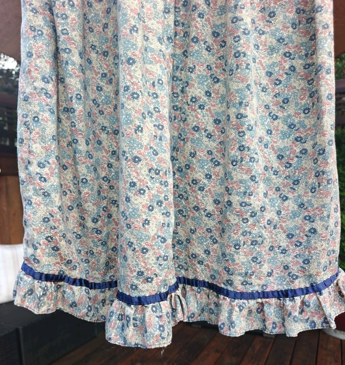 Vintage 70s Young Edwardian Arpeja Prairie Dress Floral Calico Lace Size 7 Boho