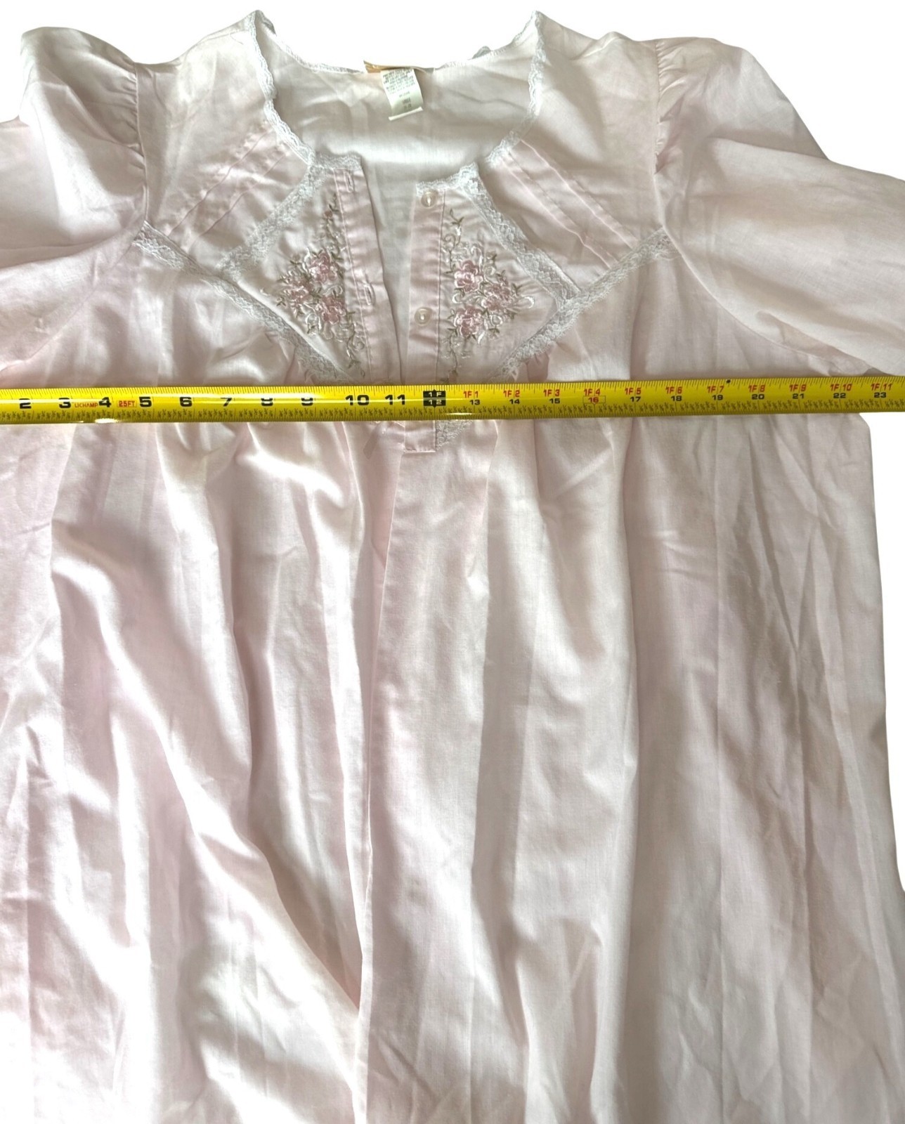 Vintage Cachet Cotton Pink Lace Embroidered Nightgown/Robe Set L 16-18