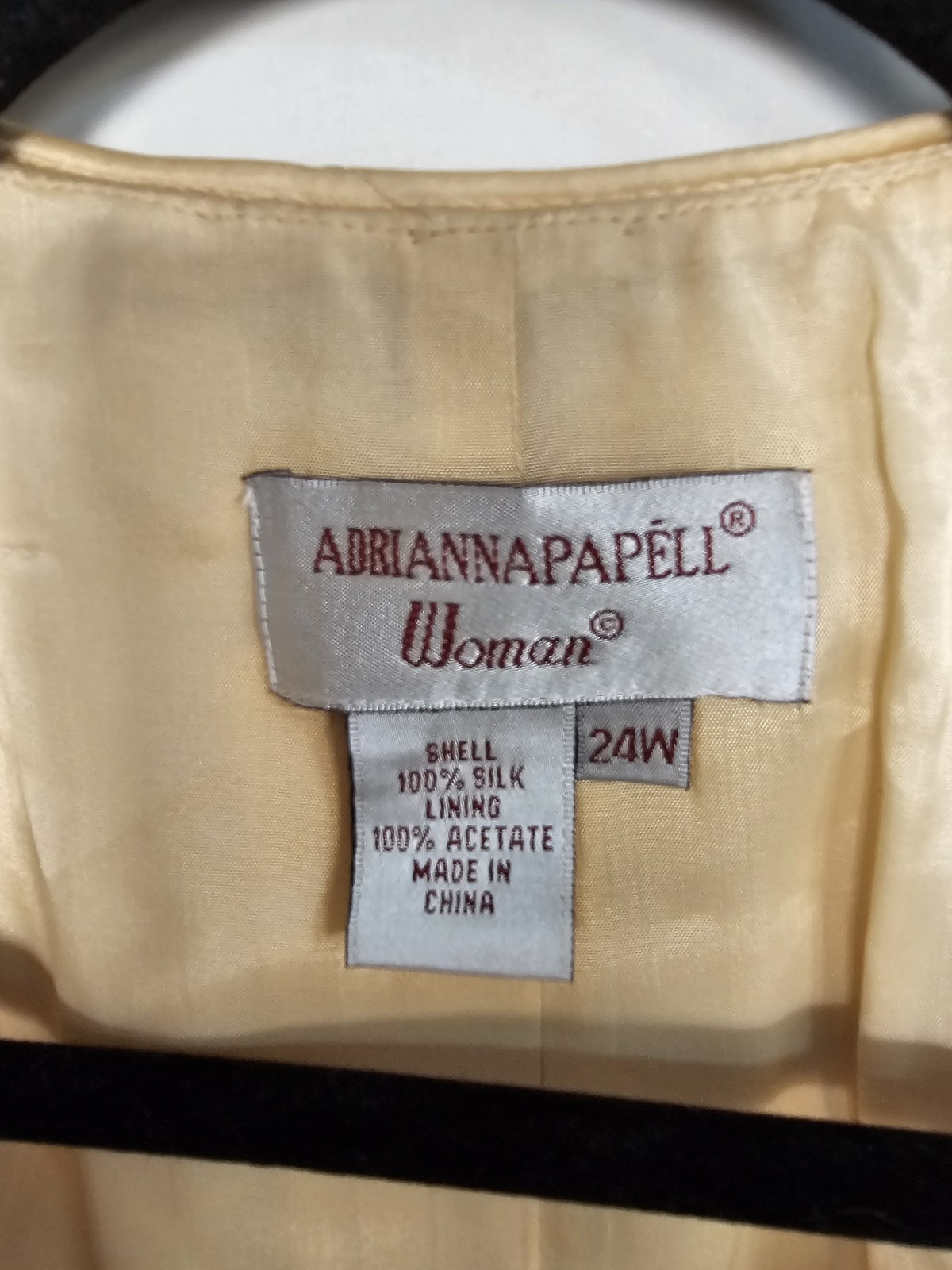 Adrianna Papell Woman 24W 100% Silk Metallic Champagne Gold Evening Blazer Open