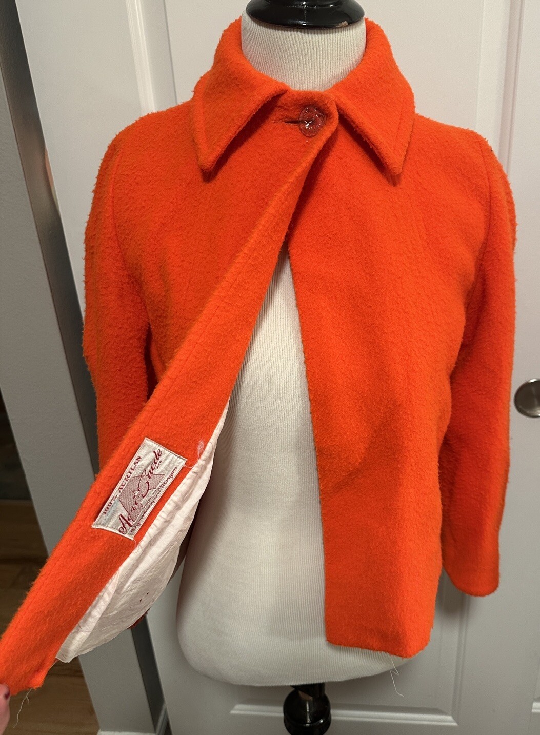 Vtg. Dyersburg & Morgan Coral Parka Coat Jacket w/top Button Aeri-Suede Reg. XS
