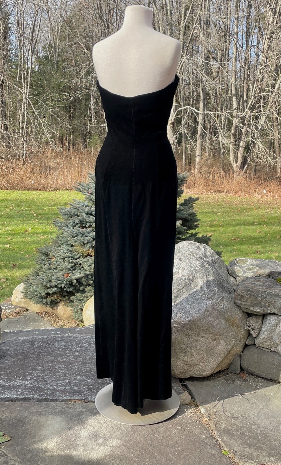 SALE Vintage Adele Simpson Glamorous Black Velvet Strapless Evening Gown