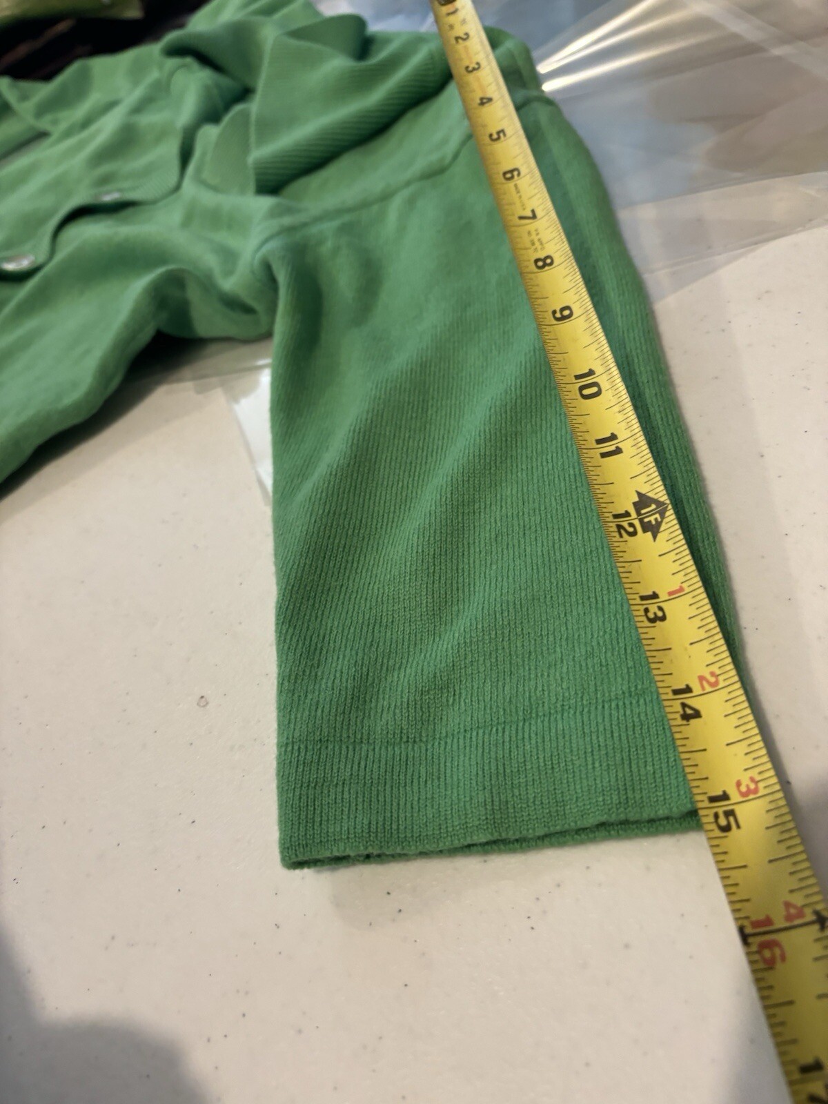 Vintage Jantzen 50s Wool Knit Cardigan Sweater 38 M USA Green 1950s Betty Paige