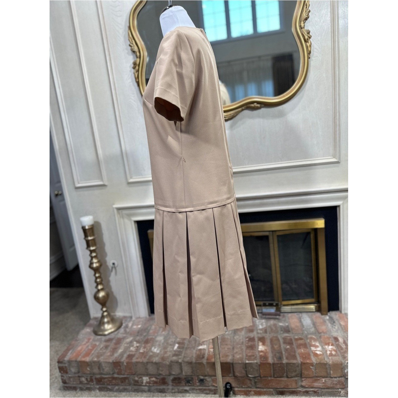 Jeanne Durrell Dress 14 Beige Vintage Mod Dark Academia Preppy Minimalist