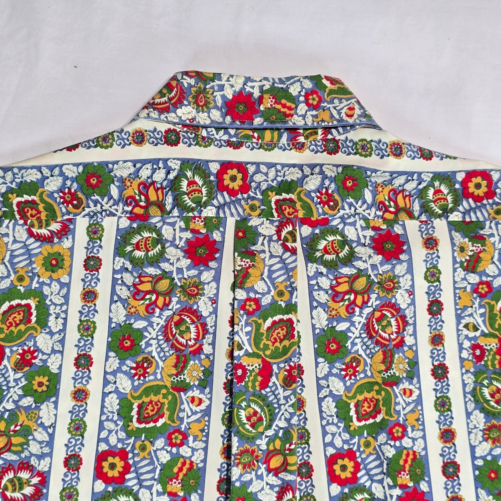 Vintage Habersham Floral Paisley Stripe Button Down Shirt 70s Psychedelic Blouse