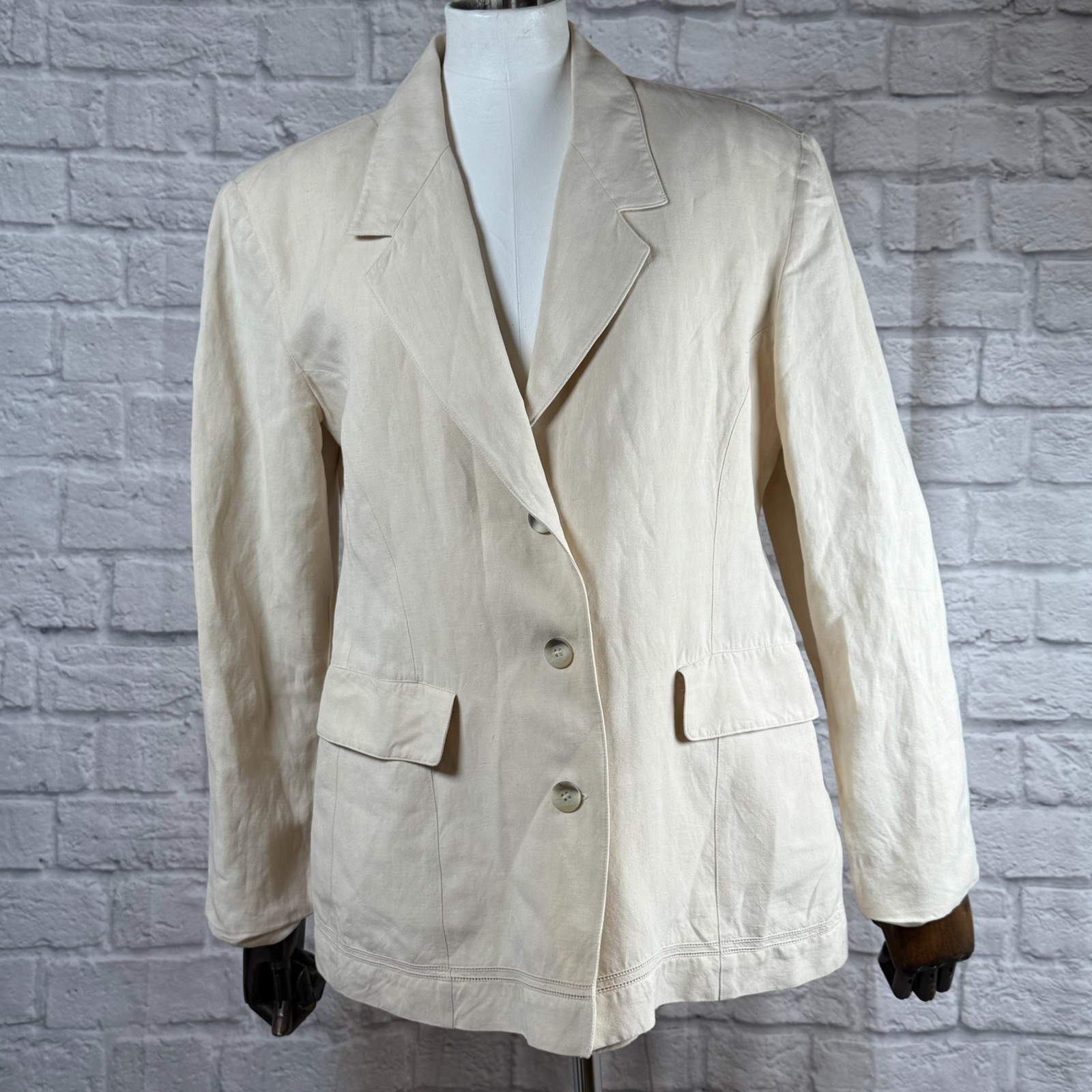 Vintage 80s Byblos Capriccio Linen Blazer Women’s Medium Suit Jacket Italy
