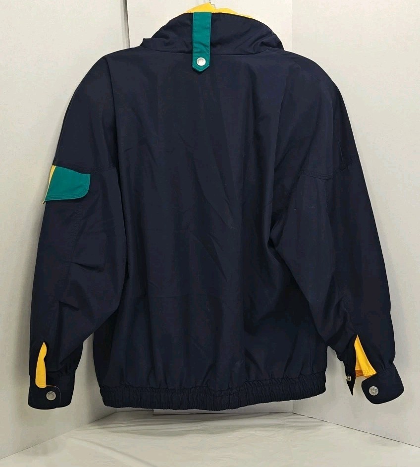 Vintage Mulberry Street rugby Jacket Size M colorblock blue green yellow