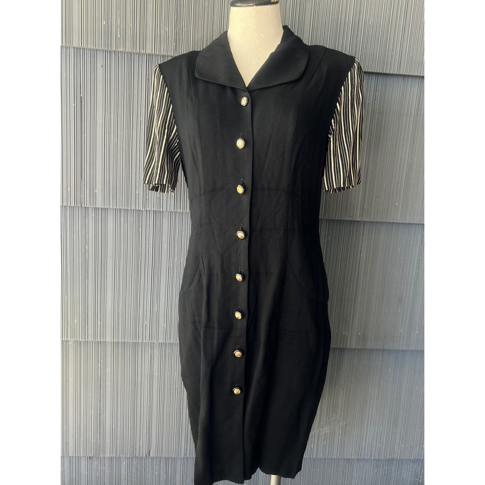 Paul Harris Vintage Academia Button Front Quiet Luxury Midi Dress Womens 4
