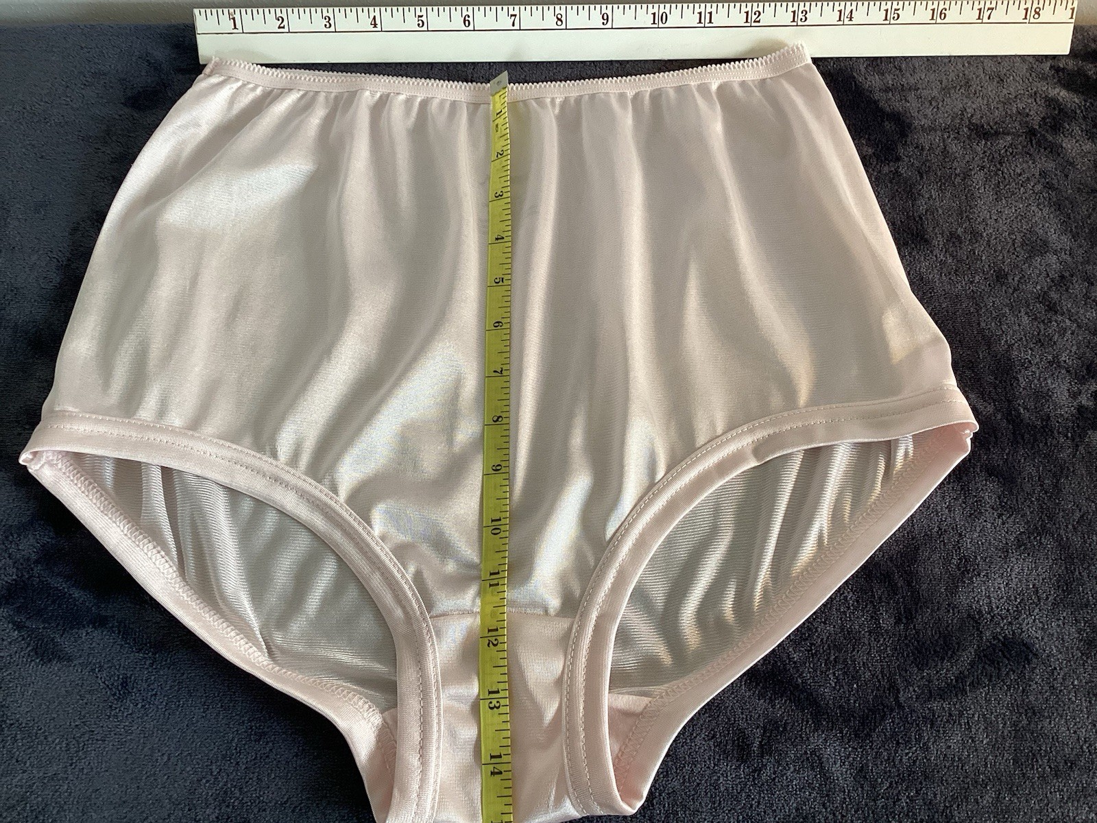 National Pink Nylon Granny panties hi-waist banded leg openings & shimmery Sz 8