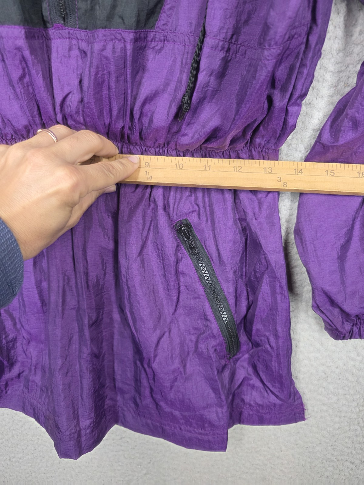 Vintage 80s Womens Track Jacket Small Purple Windbreaker Nylon Hooded Marika