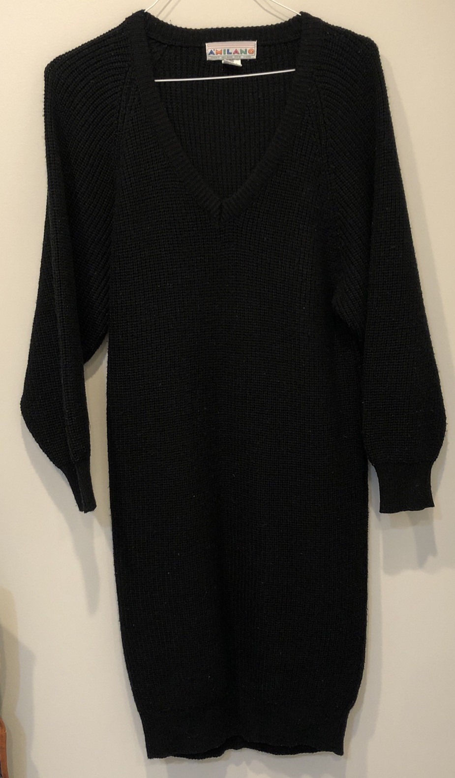 Vintage A’Milano Women’s Long Black Sweater Dress 1980’s 90’s Y2K Medium