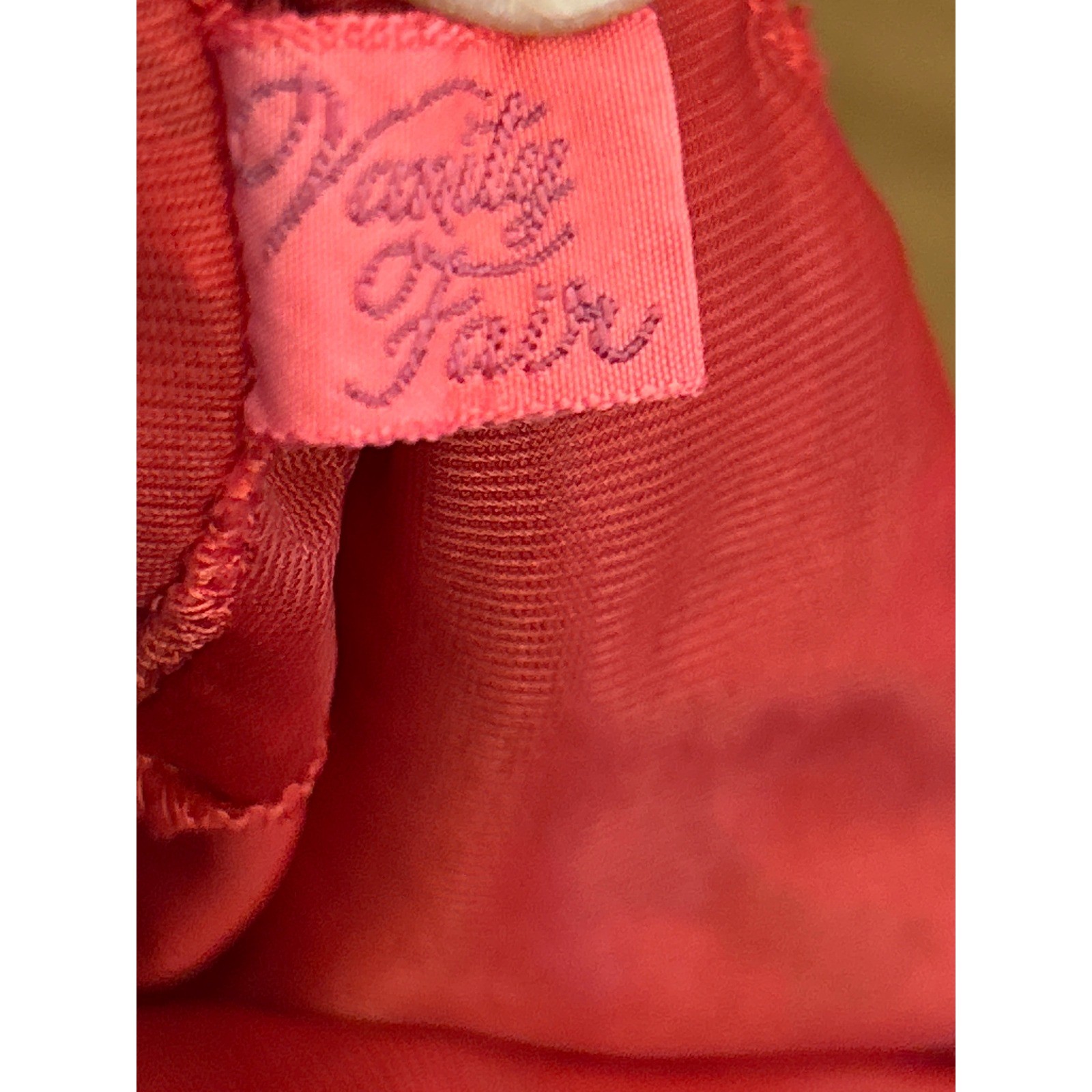 Vintage Vanity Fair Full Slip Lingerie Red Lace Trim Coquette Pinup Retro 34