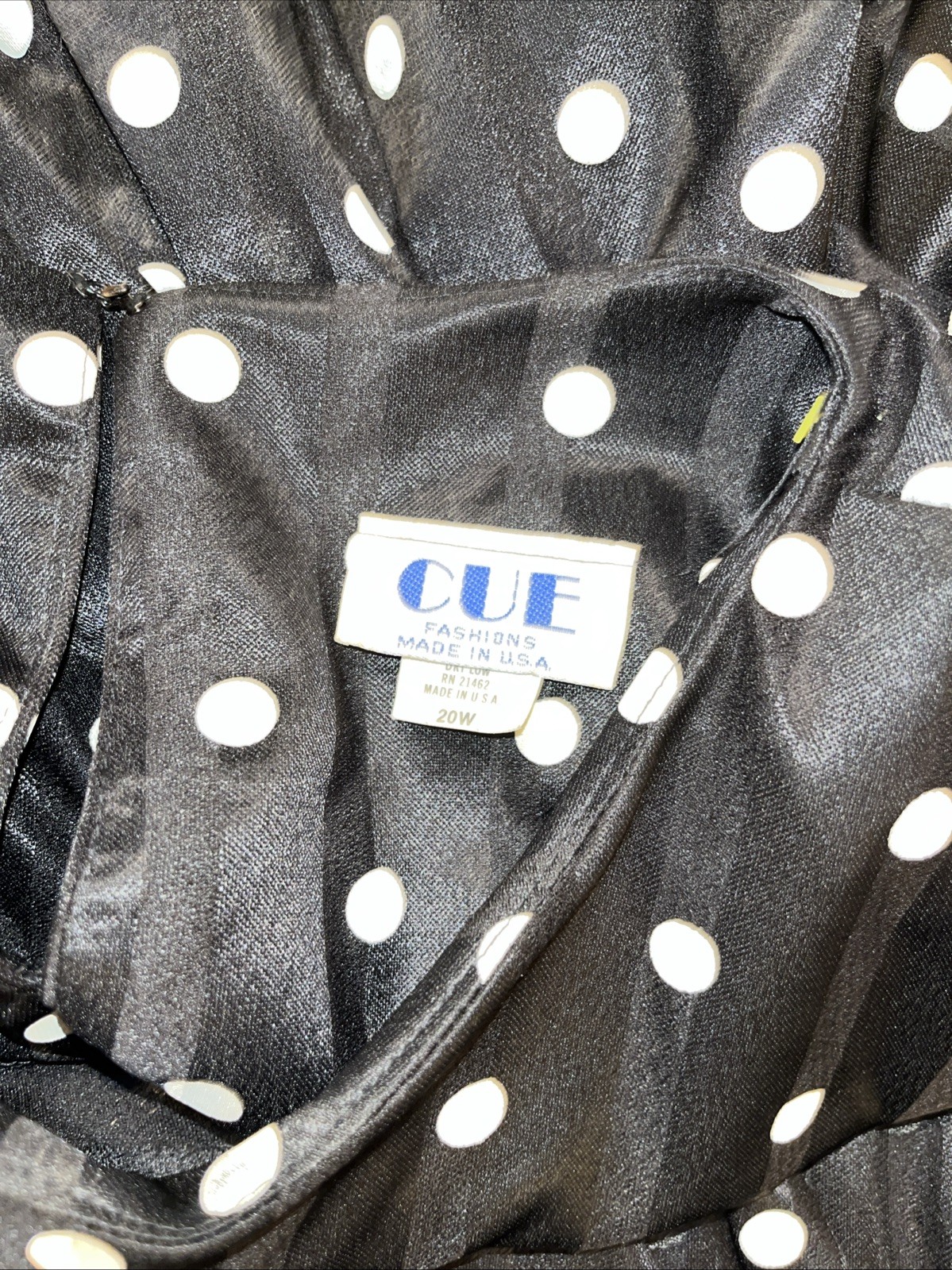 Vintage 80s Cue dress size 20 black polkadot bubble Drop Waist