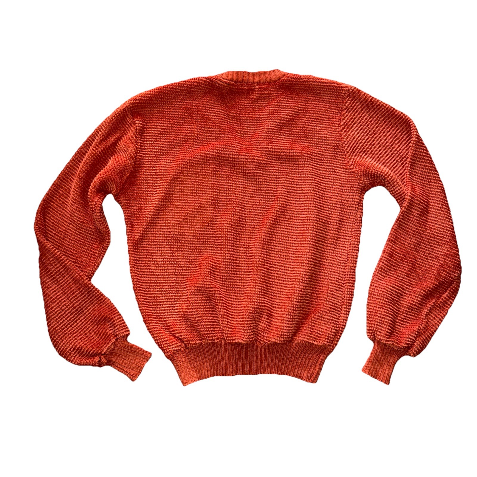 VTG Disco JF Adams Women’s Acrylic Rust Orange Textured Long Sleeve Shirt Read