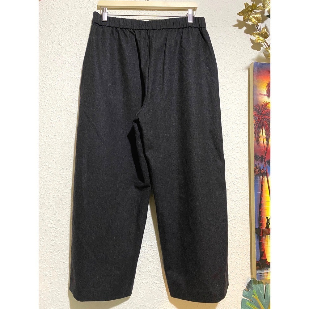 Eileen Fisher Womens Charcoal old money 100% Wool Wide Leg Cropped Pants Medium