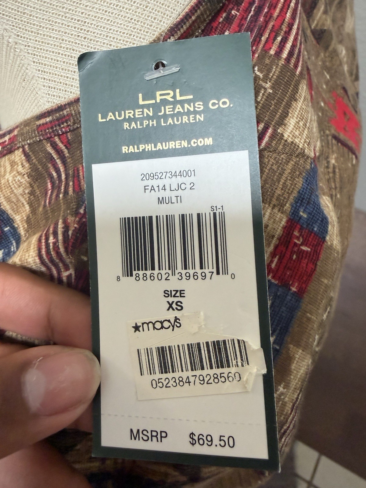 NWT Vintage Lauren Ralph Lauren Aztec Print XS Long Sleeve