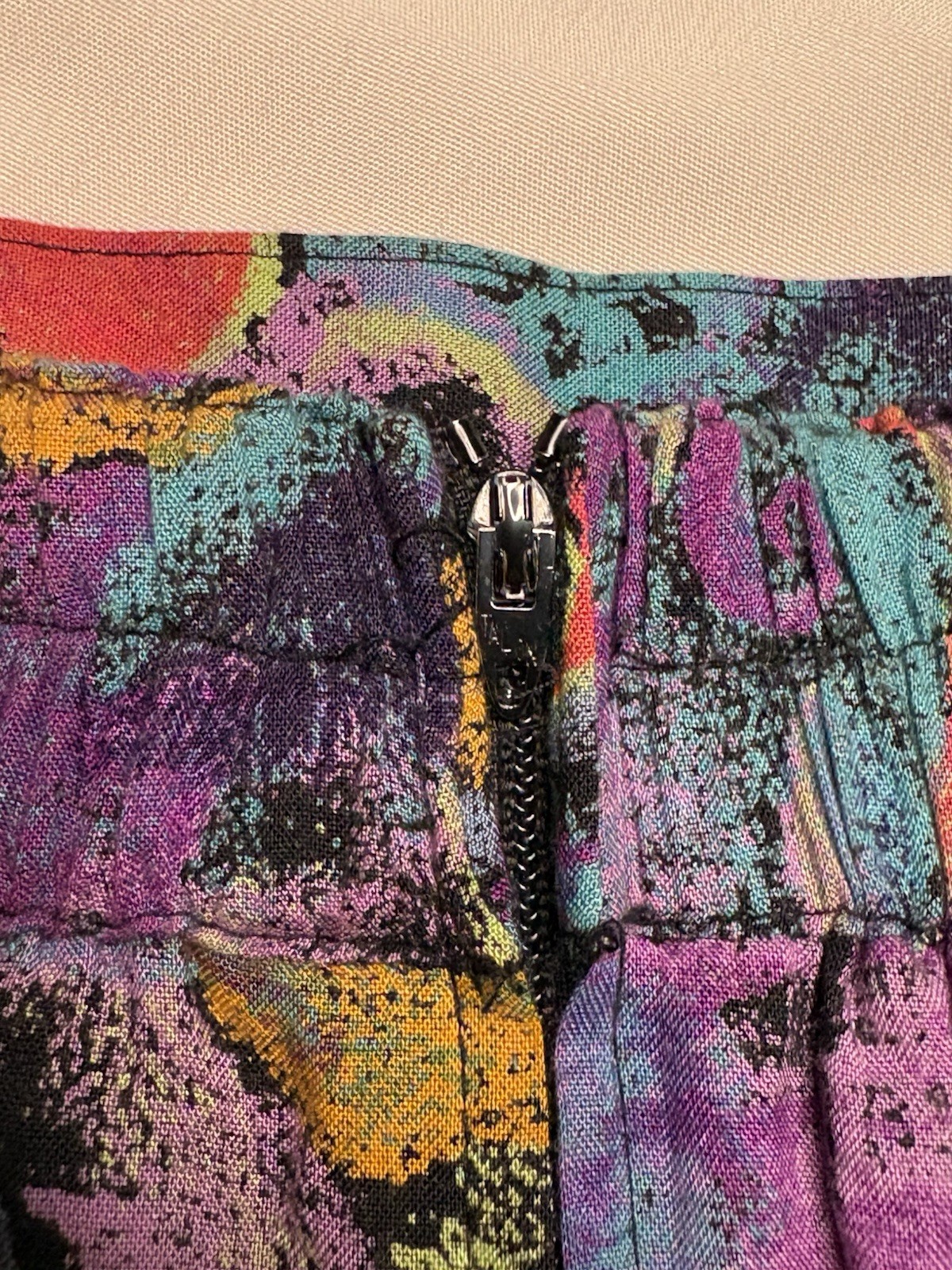 Vintage 90s City Girl California Abstract Paisley Midi Skirt Made in USA Size 8
