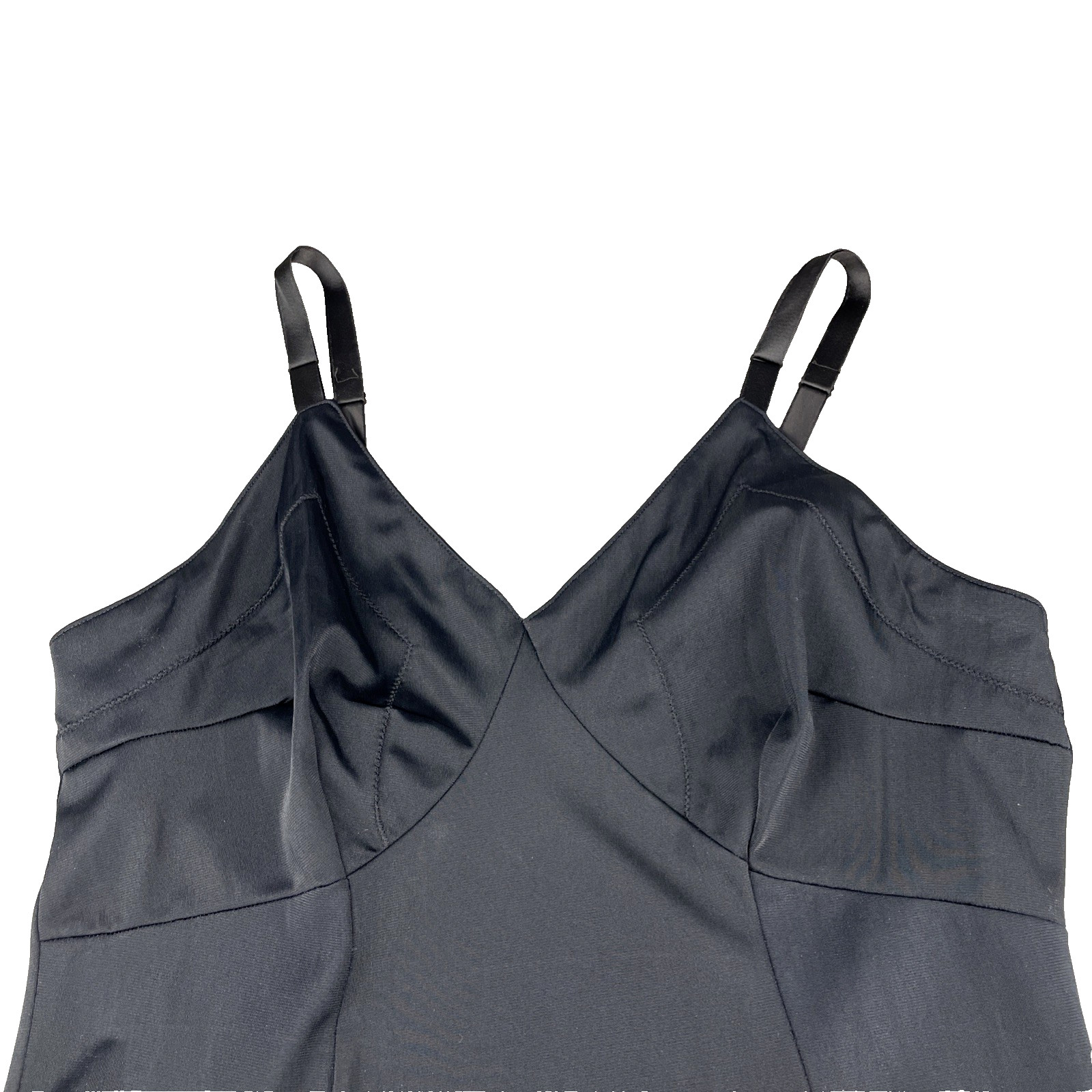 VTG 1940s Textron Black Rayon Slip Dress V Neck Bias Cut Mermaid Hem Size 4