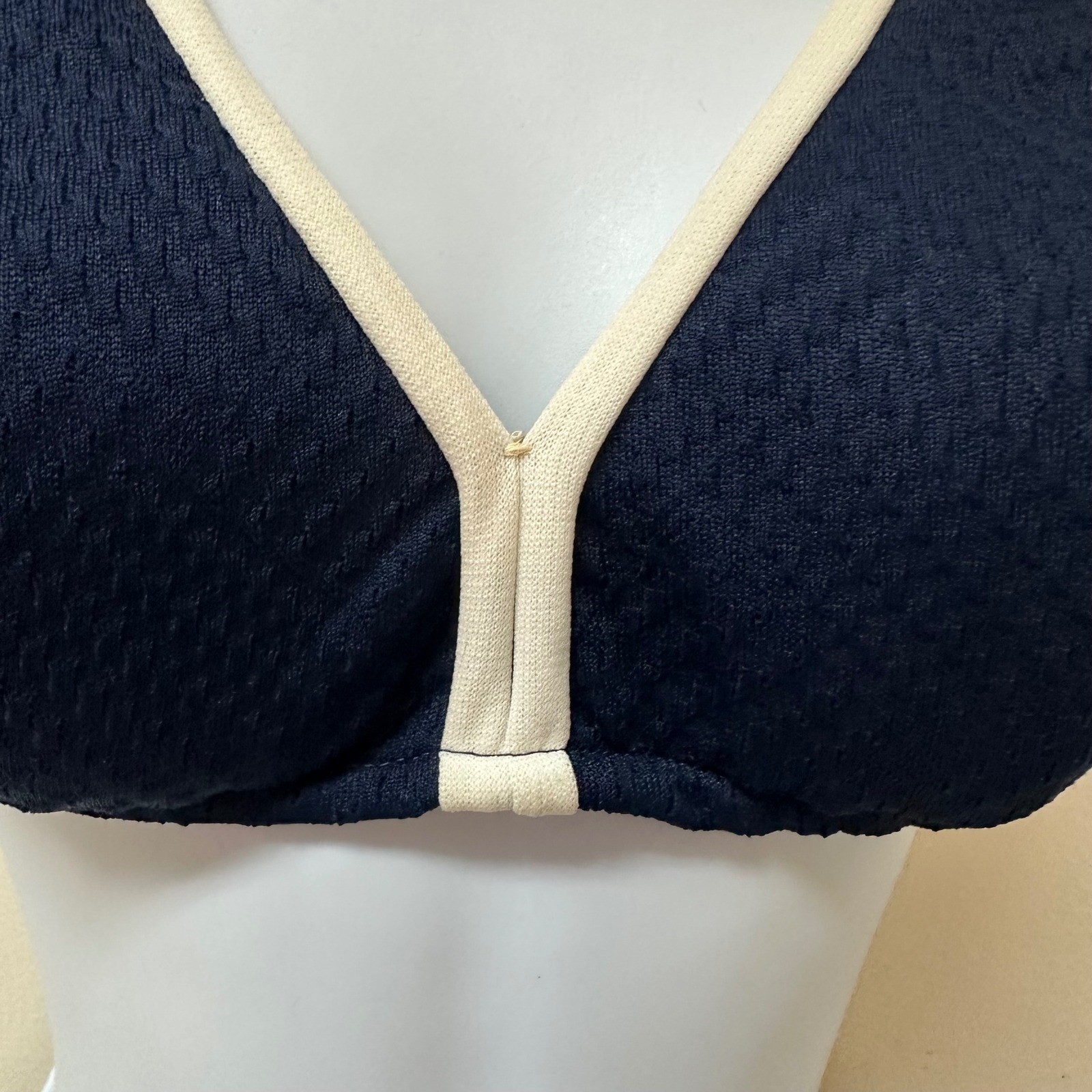 Vintage Cole of California Navy Blue White Trim Two Piece Swimsuit Size 8 C4181