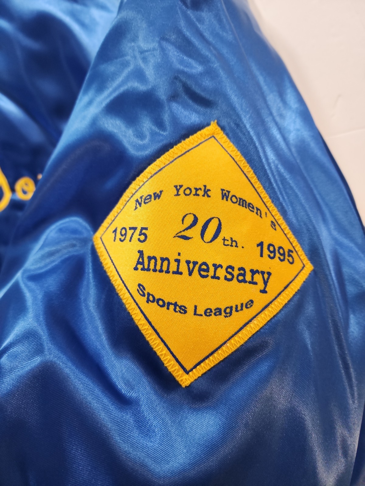 Vtg WestArk NY Womens Sports League Pegasus Champs 95 Satin Varsity Jacket M