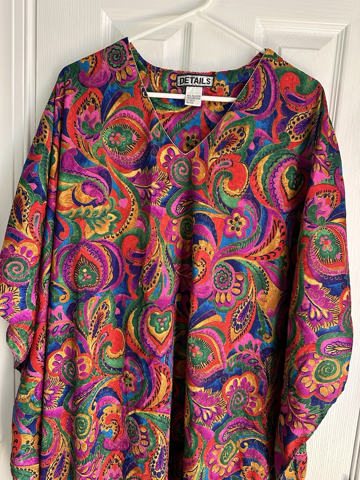 Vintage 80’s Details Colorful Caftan Kaftan Paisley Lounge Dress Mumu One Sz