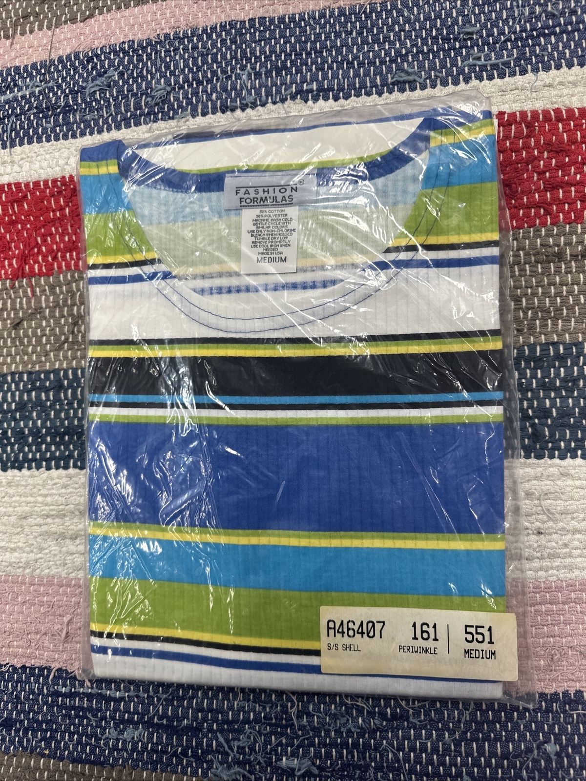 New WOMEN’S VINTAGE Striped Rainbow SHIRT – FASHION FORMULAS – SIZE Medium