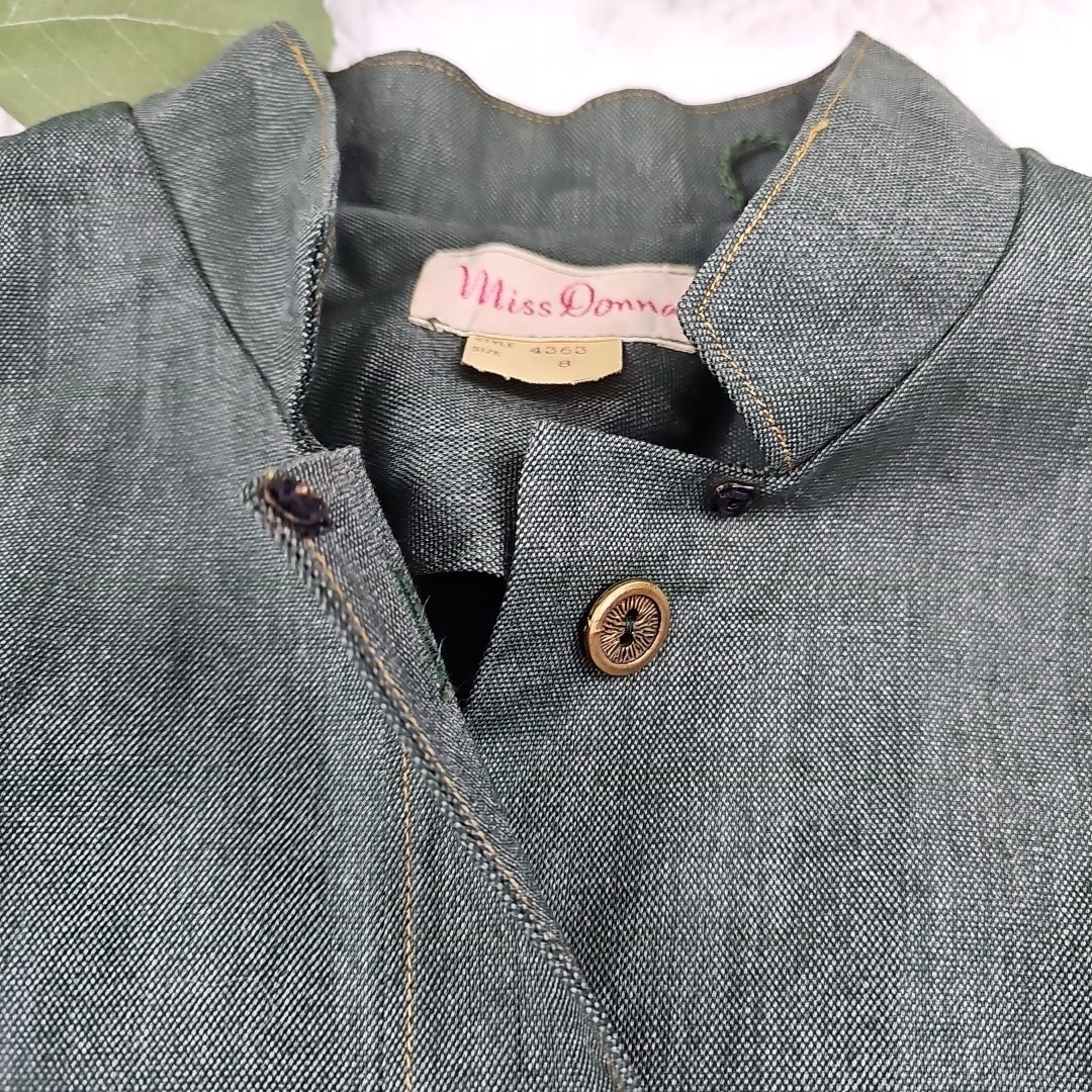 VTG 70’s Miss Donna Green Dress Size 8 3/4 Sleeve Button Front