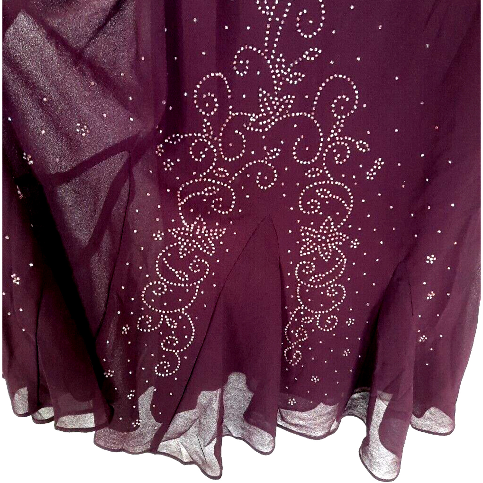 Vintage R&M RIchard Beaded Sheer Maxi Dress Sz 14 Burgundy Whimsigoth Dark Fairy
