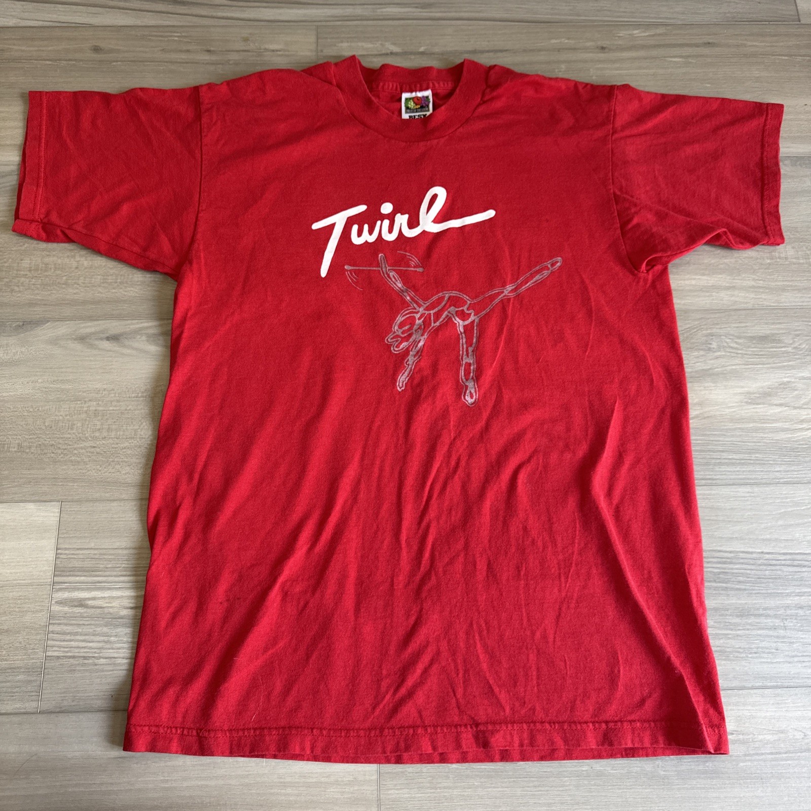 Vintage Fruit Of The Loom Baton Twirling T Shirt Red Size Large