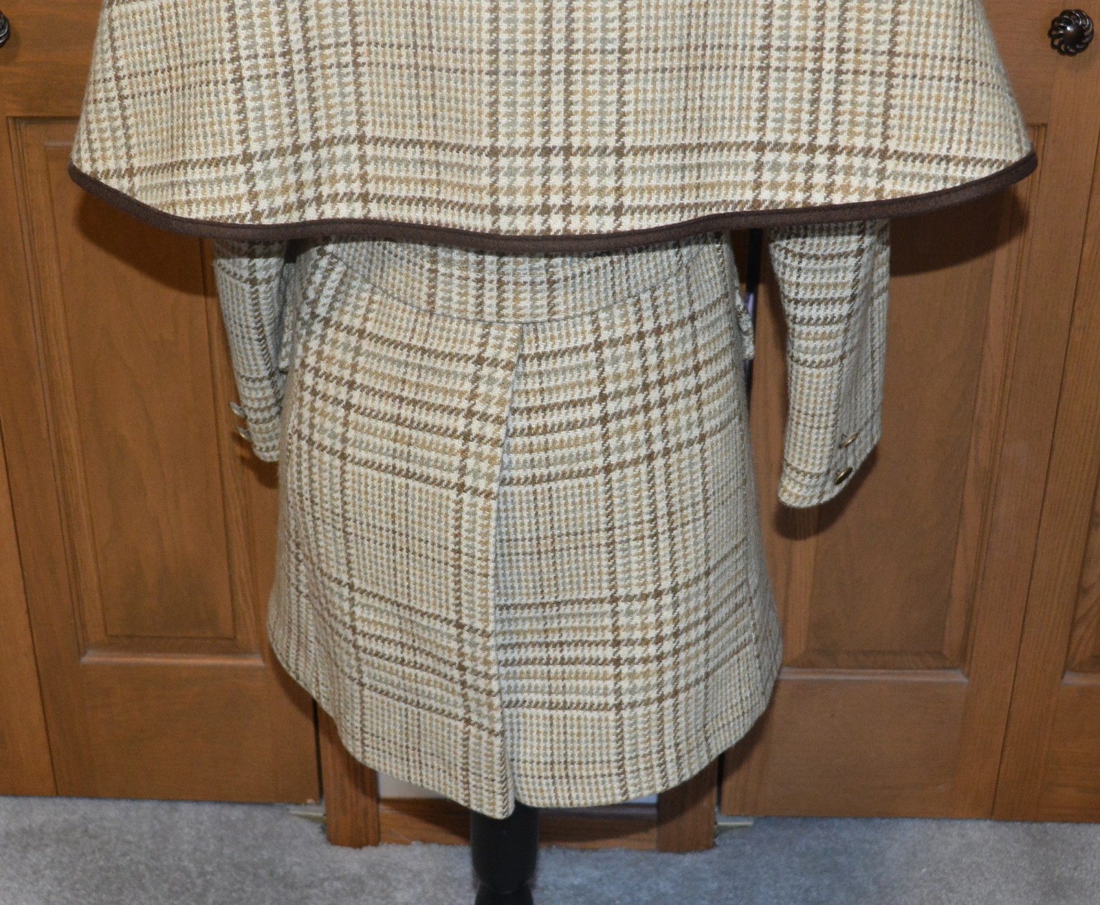 VTG Women’s SHERLOCK HOLMES COAT CAPE S/M (8) Wool Houndstooth
