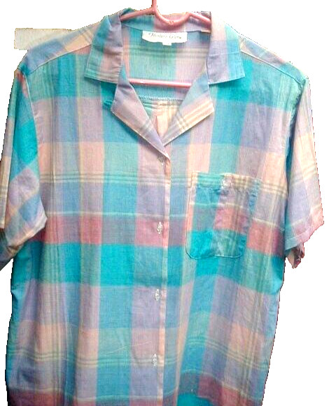 Hunter’s Glen Vintage Multi-Color Short Sleeve Check Button-Up Shirt Sz 12