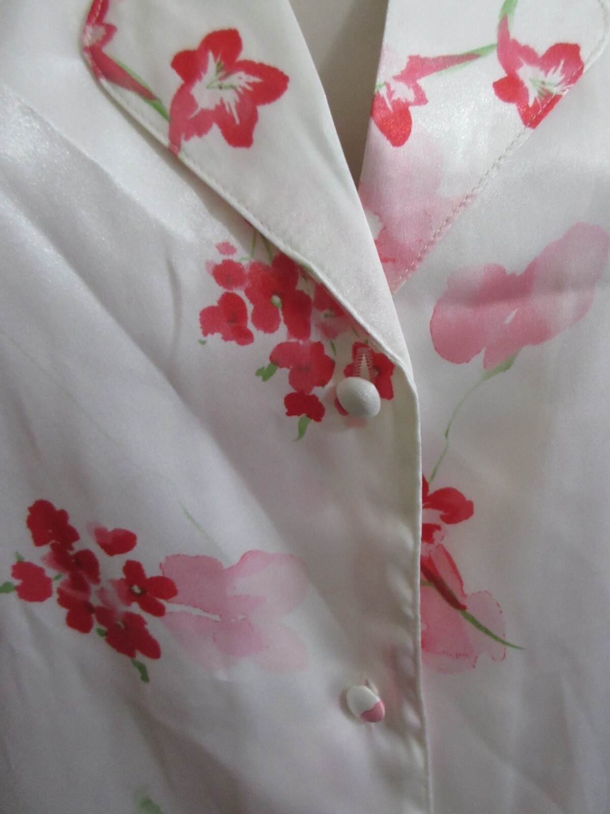 vintage MORGAN TAYLOR PINK FLORAL poly satin sleep shirt nightgown sz L
