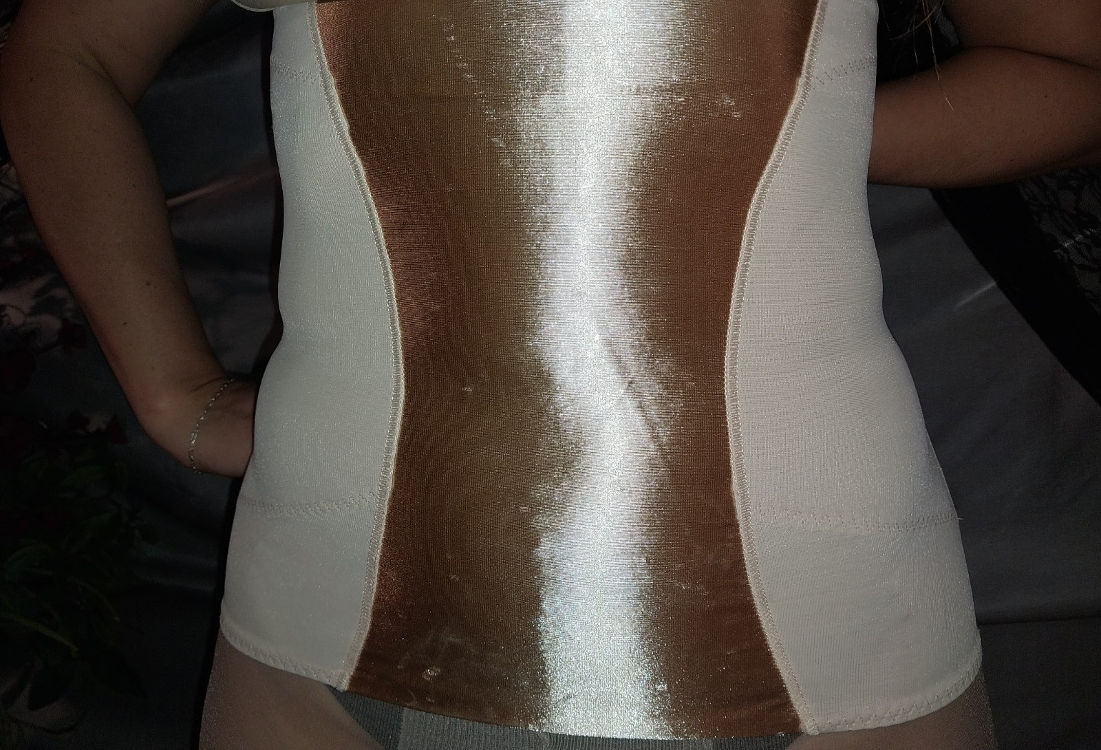 VTG NYLON SATIN SHINY Steel Boned Underbust Waist Cinch NIP TUCK GIRDLE 2X
