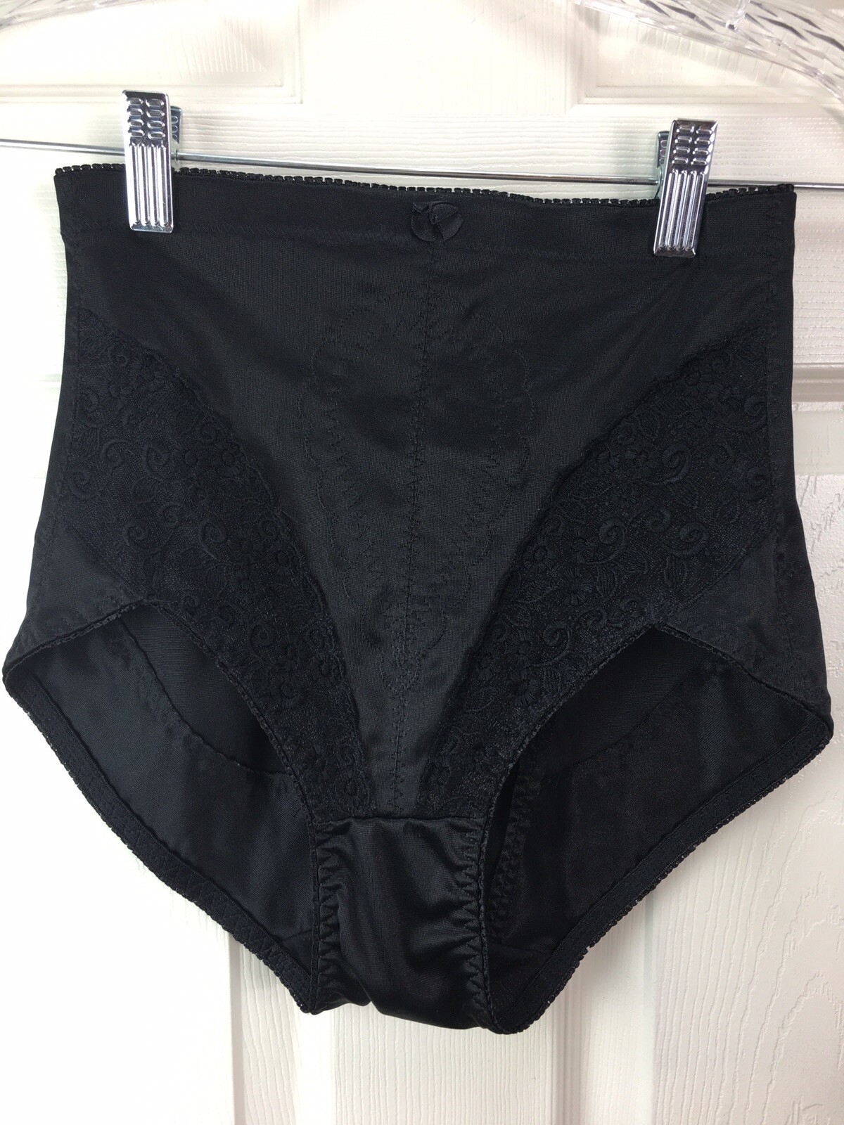 Eva Cervantes Sz M Black Soft shiny Satin High Leg Firm Control Shaper