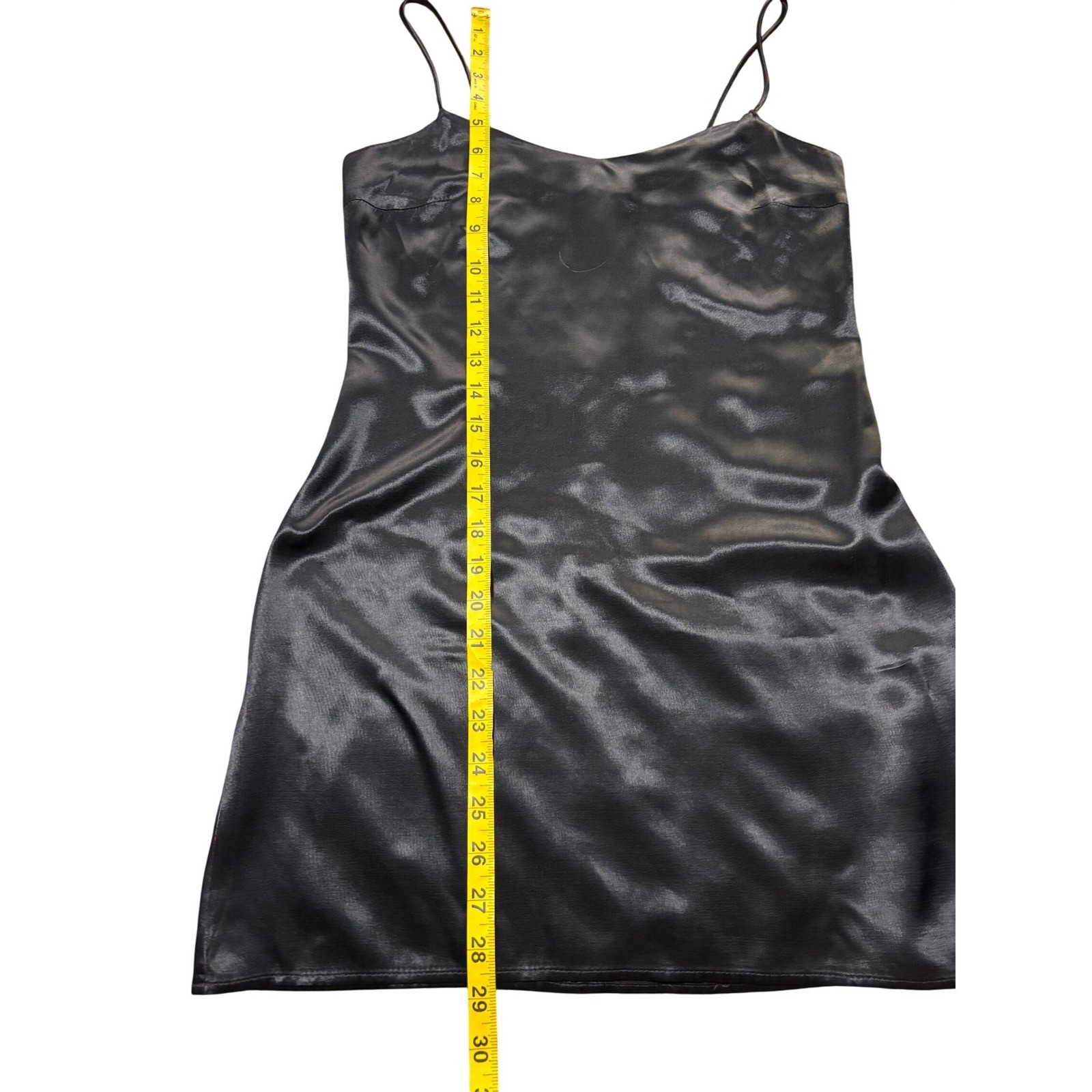 Vintage Byer Too! California Slip Dress Satin Mini Spaghetti Strap XS Black