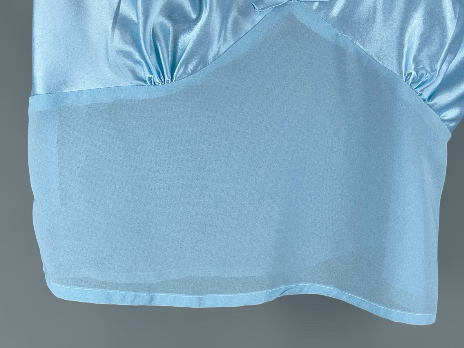 Y2K Blue Sheer Mesh Satin Cami Camisole Cropped Lace M