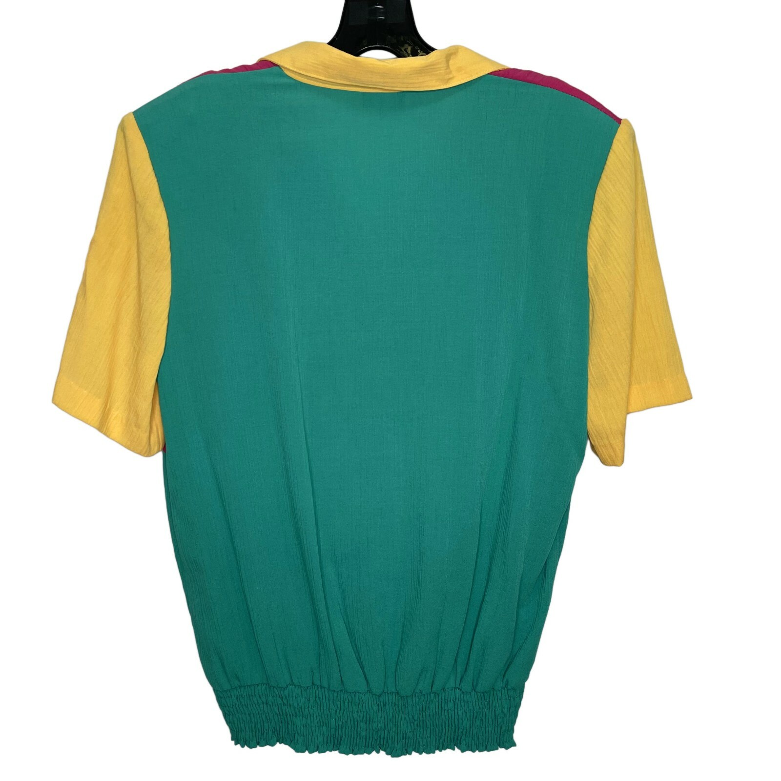 VTG Lori of California Color Block Top Sz 14/Large, 1/4 Button, Short Sleeve