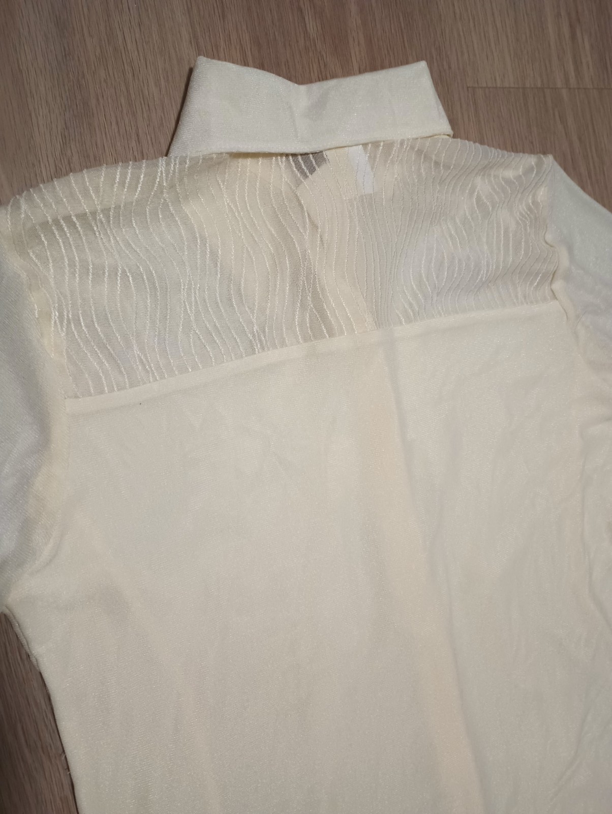 Vtg 70s Stretchy Mesh Sparkly Beaded Lemon Yellow Western Dance Country Top M