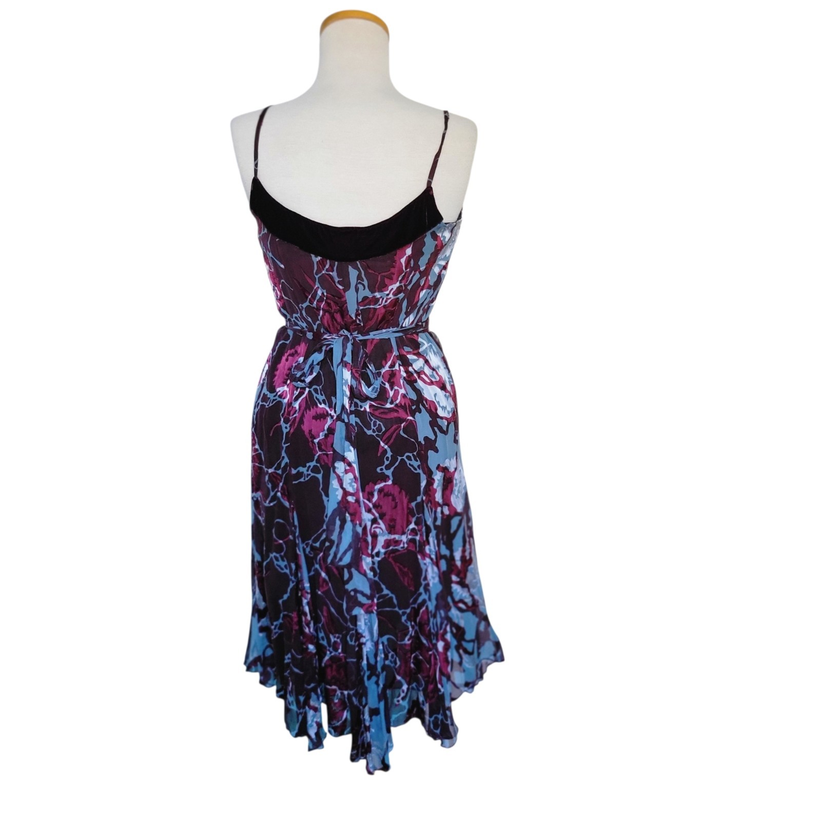 VTG European 90s Monnari Silk Velvet Midi Dress Whimsigoth Fairy Grunge Med
