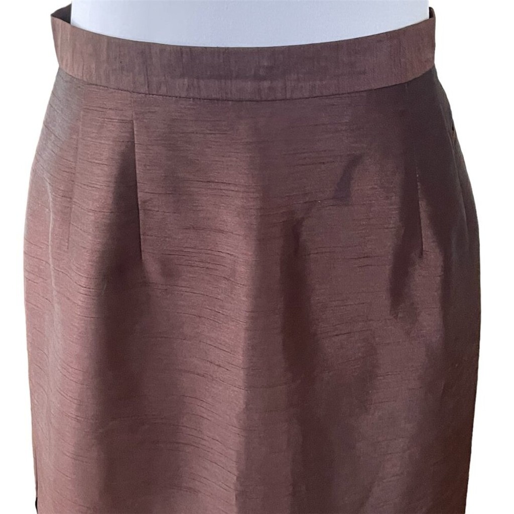 Vintage Harve Bernard Collection Brown Textured Satin Pencil Skirt Size 6